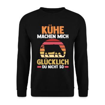 Kuh Landwirt Bauernhof Kühe - Unisex Pullover - Schwarz - Vorne - Alina (178cm) & Michal (187cm)