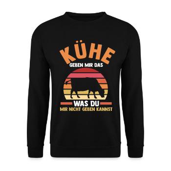 Kuh Landwirt Bauernhof Kühe - Unisex Pullover - Schwarz - Vorne - Alina (178cm) & Michal (187cm)