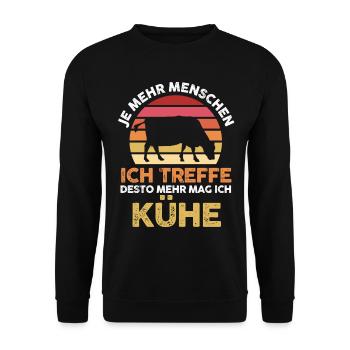 Kuh Landwirt Bauernhof Kühe - Unisex Pullover - Schwarz - Vorne - Alina (178cm) & Michal (187cm)