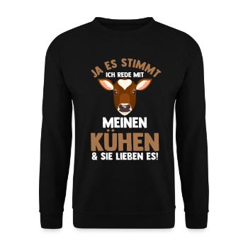 Kuh Landwirt Bauernhof Kühe - Unisex Pullover - Schwarz - Vorne - Alina (178cm) & Michal (187cm)