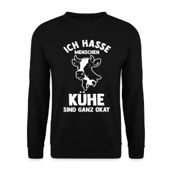 Kuh Landwirt Bauernhof Kühe - Unisex Pullover - Schwarz - Vorne - Alina (178cm) & Michal (187cm)