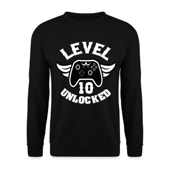 Level 10 Unlocked 10 Geburtstag - Unisex Pullover - Schwarz - Vorne - Alina (178cm) & Michal (187cm)