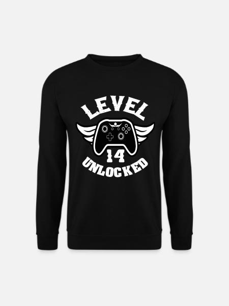 Level 14 Unlocked 14 Geburtstag - Unisex Pullover - Schwarz