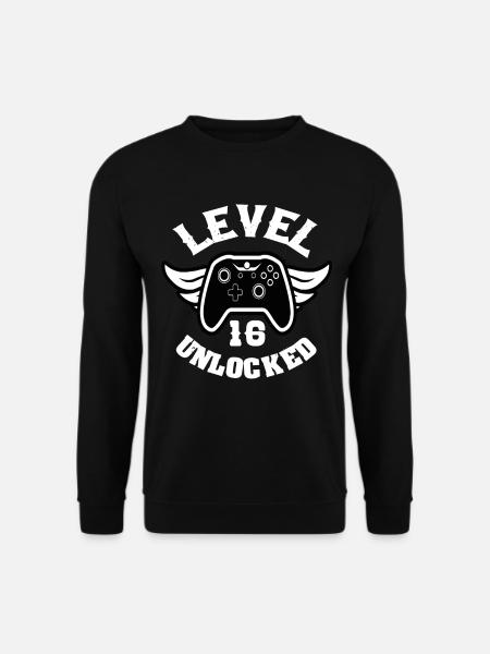 Level 16 Unlocked 16 Geburtstag - Unisex Pullover - Schwarz