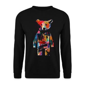 Bear Artwork Animal Bear Gift Animal Motif Art - Unisex Sweatshirt - black - Front - Alina (178cm) & Michal (187cm)