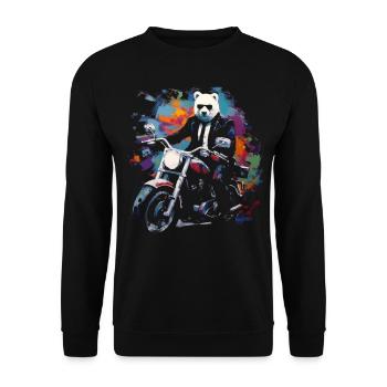 Bear Motorcycle Polar Bear Cool Animal Colorful Sunglasses - Unisex Sweatshirt - black - Front - Alina (178cm) & Michal (187cm)