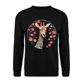 Giraffe Animal Africa Gift Animal Lover Zoo - Unisex Sweatshirt - black - Front - Alina (178cm) & Michal (187cm)