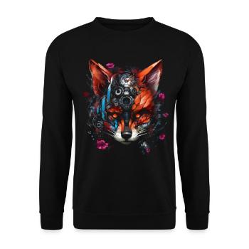 Fuchs Tierliebhaber Geschenk Tier Blumen - Unisex Pullover - Schwarz - Vorne - Alina (178cm) & Michal (187cm)