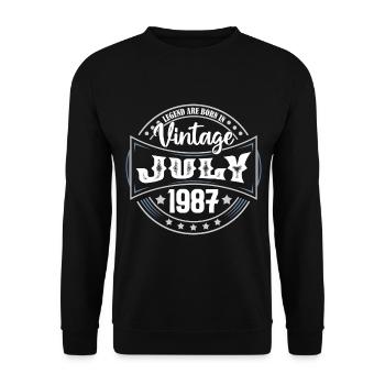 Juli 1987. Geburtstagsgeschenk Juli 1987. - Unisex Pullover - Schwarz - Vorne - Alina (178cm) & Michal (187cm)