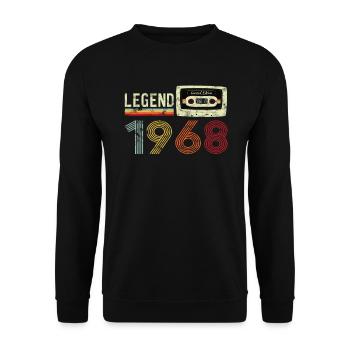 1968 Geburtstag Vintage Cassette - Unisex Pullover - Schwarz - Vorne - Alina (178cm) & Michal (187cm)
