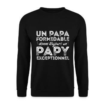 Papy exceptionnel ! - Sweat-shirt Unisexe - noir - Devant - Alina (178cm) & Michal (187cm)