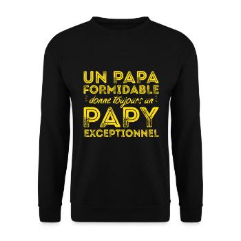 Papy exceptionnel ! - Sweat-shirt Unisexe - noir - Devant - Alina (178cm) & Michal (187cm)