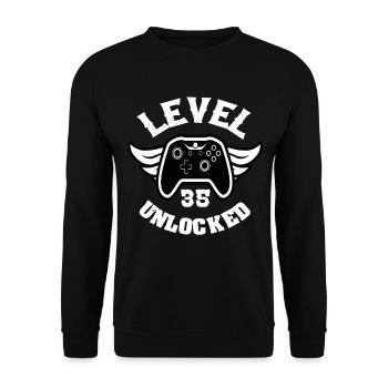 Level 35 Unlocked 35 Geburtstag - Unisex Pullover - Schwarz - Vorne - Alina (178cm) & Michal (187cm)