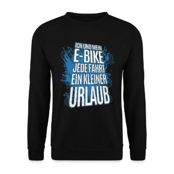 Fahrrad Elektrofahrrad Spruch - Radfahren E-Bike - Unisex Pullover - Schwarz - Vorne - Alina (178cm) & Michal (187cm)