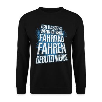 Geblitzt auf dem Fahrrad Lustig Radfahrer - Unisex Pullover - Schwarz - Vorne - Alina (178cm) & Michal (187cm)