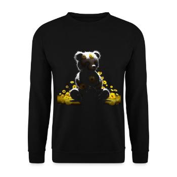 Bear Cute Flower Art Gift Animal Motif - Unisex Sweatshirt - black - Front - Alina (178cm) & Michal (187cm)