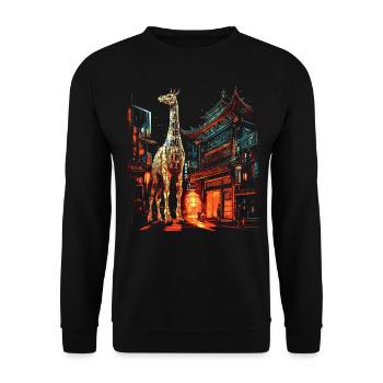 Giraffe Animal Africa Gift Animal Lover Zoo - Unisex Sweatshirt - black - Front - Alina (178cm) & Michal (187cm)