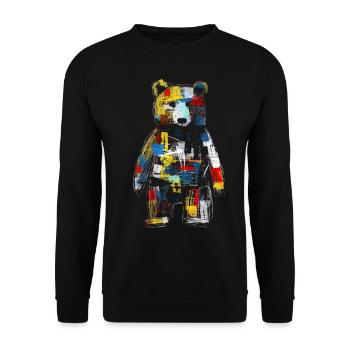 Bear Artwork Animal Bear Gift Animal Motif Art - Unisex Sweatshirt - black - Front - Alina (178cm) & Michal (187cm)