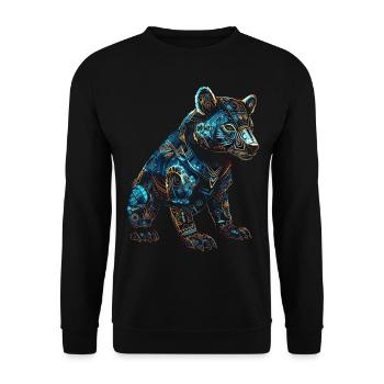 Bär Mandala Kunst Fantasie Kunstwerk Tiermotiv - Unisex Pullover - Schwarz - Vorne - Alina (178cm) & Michal (187cm)