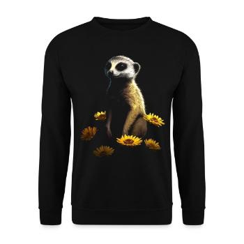 Meerkat Gift Animal Flowers Art Animal Motif - Unisex Sweatshirt - black - Front - Alina (178cm) & Michal (187cm)