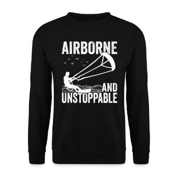 Kiteboarder Airborne Kite Surfer Kite Surfing - Unisex Sweatshirt - black - Front - Alina (178cm) & Michal (187cm)