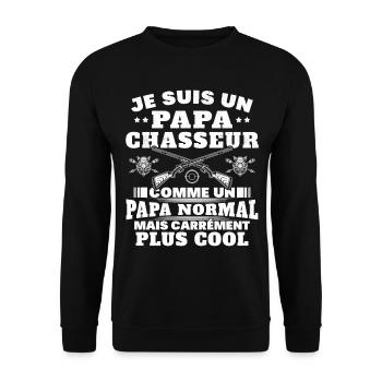 Un papa chasseur c'est comme un papa normal - Sweat-shirt Unisexe - noir - Devant - Alina (178cm) & Michal (187cm)