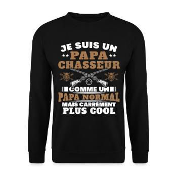 Un papa chasseur c'est comme un papa normal - Sweat-shirt Unisexe - noir - Devant - Alina (178cm) & Michal (187cm)