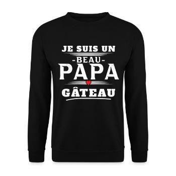 Un Beau Papa Gâteau Pâtisserie Humour Cadeau Noël - Sweat-shirt Unisexe - noir - Devant - Alina (178cm) & Michal (187cm)