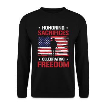 USA Independence Military Heroes Soldier Freedom - Unisex Sweatshirt - black - Front - Alina (178cm) & Michal (187cm)