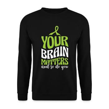 Mental Health Awareness Month Green Ribbon Support - Unisex Sweatshirt - black - Front - Alina (178cm) & Michal (187cm)