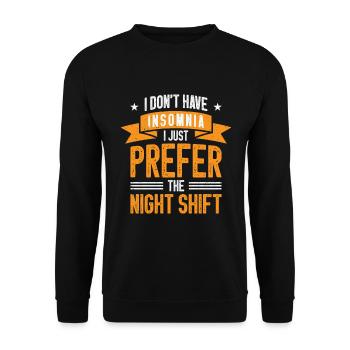 Night Shift Worker Graveyard Duty - Unisex Sweatshirt - black - Front - Alina (178cm) & Michal (187cm)