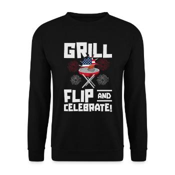 Barbecue de l’indépendance des États-Unis Drapeau américain - Sweat-shirt Unisexe - noir - Devant - Alina (178cm) & Michal (187cm)