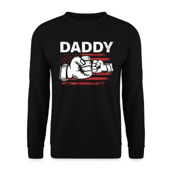 Daddy Fathers Day USA Flag Daddy Happy Fathers Day - Unisex Pullover - Schwarz - Vorne - Alina (178cm) & Michal (187cm)