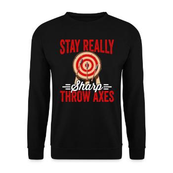 Stay really keen axe throwing lovers - Unisex Sweatshirt - black - Front - Alina (178cm) & Michal (187cm)