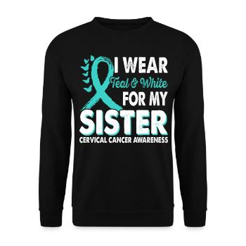 Portez sarcelle et blanc pour le mois de - Sweat-shirt Unisexe - noir - Devant - Alina (178cm) & Michal (187cm)