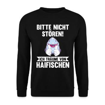 Fische Haifisch - Unisex Pullover - Schwarz - Vorne - Alina (178cm) & Michal (187cm)
