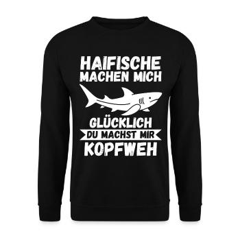 Fische Haifisch - Unisex Pullover - Schwarz - Vorne - Alina (178cm) & Michal (187cm)