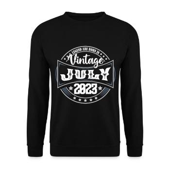 Juli 2023. Geburtstagsgeschenk Juli 2023. - Unisex Pullover - Schwarz - Vorne - Alina (178cm) & Michal (187cm)