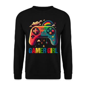 Gaming Konsole PC Zockerin Mädchen Gamer Girl - Unisex Pullover - Schwarz - Vorne - Alina (178cm) & Michal (187cm)