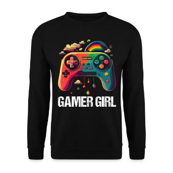 Gaming Konsole PC Zockerin Mädchen Gamer Girl - Unisex Pullover - Schwarz - Vorne - Alina (178cm) & Michal (187cm)