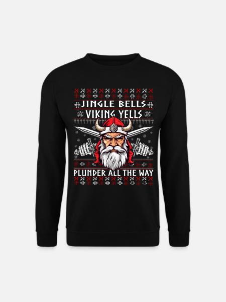 Lustige Jingle Bells Wikinger Weihnachten Hässlicher Pullover - Unisex Pullover - Schwarz