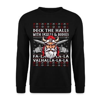 Fun viking noël santa valhalla deck les salles - Sweat-shirt Unisexe - noir - Devant - Alina (178cm) & Michal (187cm)