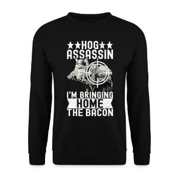 Chasseurs Chasse au sanglier - Sweat-shirt Unisexe - noir - Devant - Alina (178cm) & Michal (187cm)