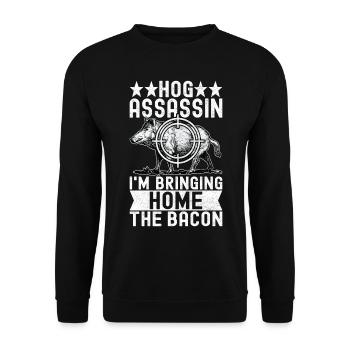 Chasseurs Chasse au sanglier - Sweat-shirt Unisexe - noir - Devant - Alina (178cm) & Michal (187cm)