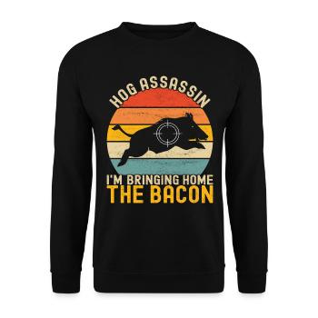 Jäger Wildschwein Jagen - Unisex Pullover - Schwarz - Vorne - Alina (178cm) & Michal (187cm)