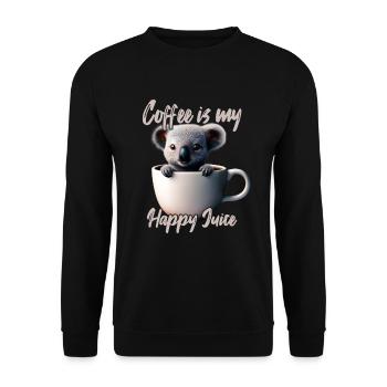 Gemütlicher Koala in der Kaffeetasse - Unisex Pullover - Schwarz - Vorne - Alina (178cm) & Michal (187cm)