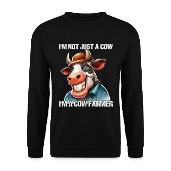 Farmer Cow - Unisex Sweatshirt - black - Front - Alina (178cm) & Michal (187cm)