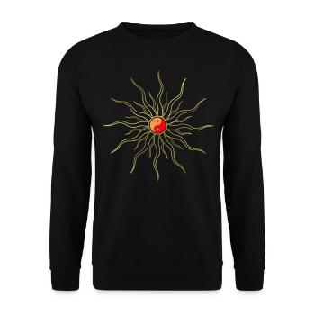 Sun - Yin Yang - Holy Geometry - Sun Rays - Unisex Sweatshirt - black - Front - Alina (178cm) & Michal (187cm)