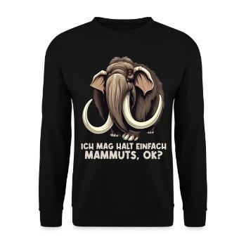 Ich mag halt einfach Mammuts Mammut - Unisex Pullover - Schwarz - Vorne - Alina (178cm) & Michal (187cm)