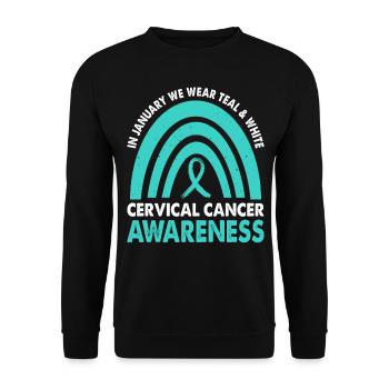Im Januar Tragen Wir Teal & White - Unisex Pullover - Schwarz - Vorne - Alina (178cm) & Michal (187cm)